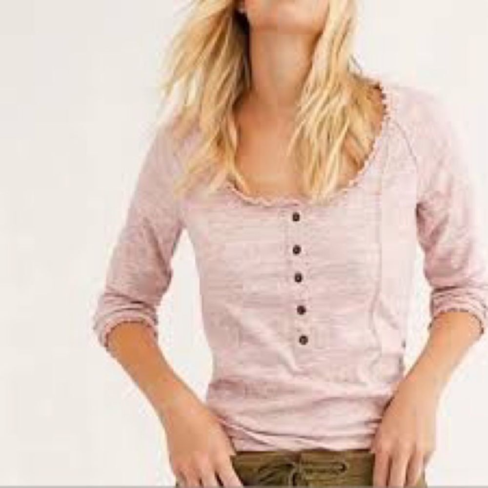 Free People Light Pink Button-Front Blouse